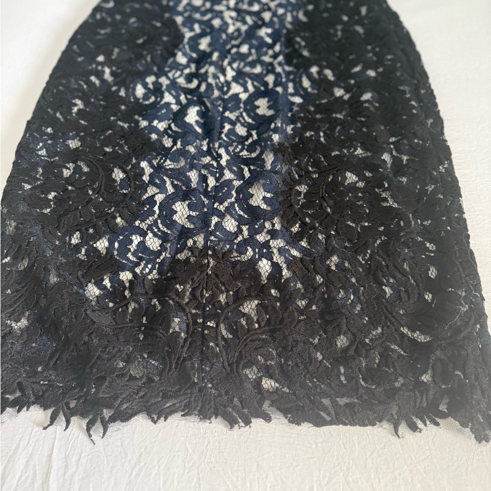 Tadashi Shoji Black and Navy Lace Midi Dress - Picture 8 of 11